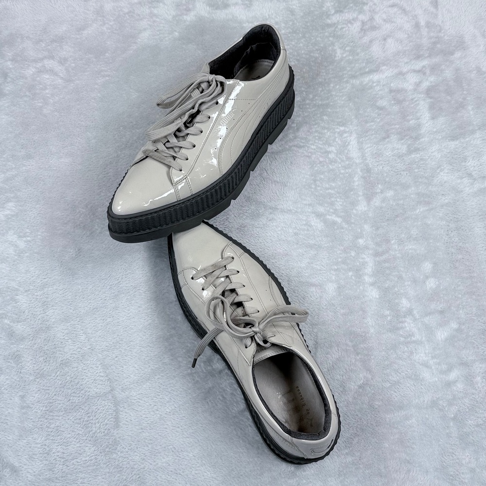Puma Glossy Beige and Black Platform Sneakers